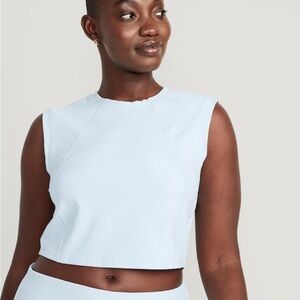 Old Navy PowerSoft Sleeveless Rib-Knit Cropped T-Shirt for Women Sz L